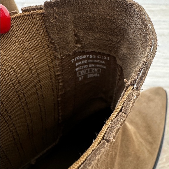 100% leather mango Brown tan Suede leather Ankle Boots Sz 37 / 7 women’s - Picture 10 of 15